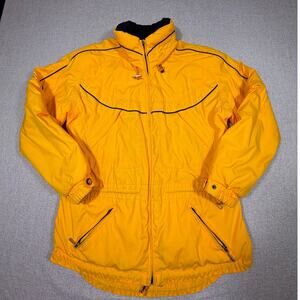 Obermeyer Women 12 Yellow Thinsulate Thermalite Rose Zip Front Snow Ski Jacket